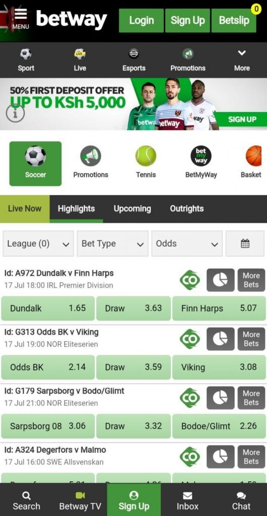 Betway Interface
