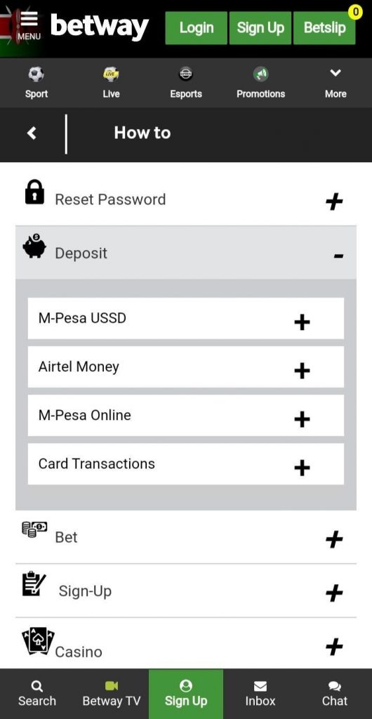 Betway Payment Methods