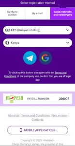 Helabet - registration by social networks