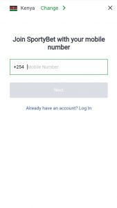 sportybet registration phone